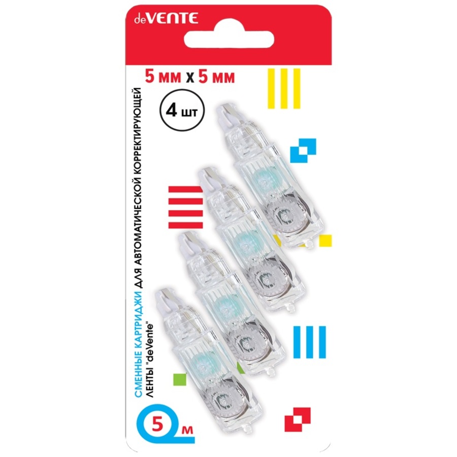 Сменная лента для корректора набор 4шт 5мм х 5м блистер deVENTE 4062514