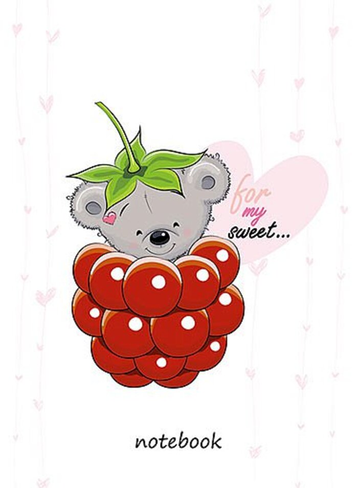 Книжка записная А6 32л линия пласт.обл. Мишка-малинка АППЛИКА С6261-01