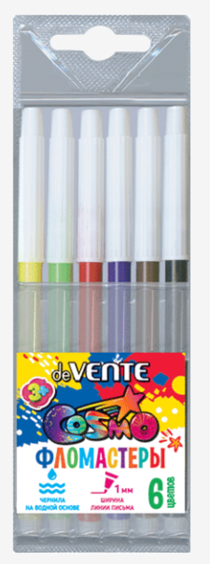 Фломастеры 6цв круглые невентколпачок блистер Cosmo deVENTE 5080309 31₽