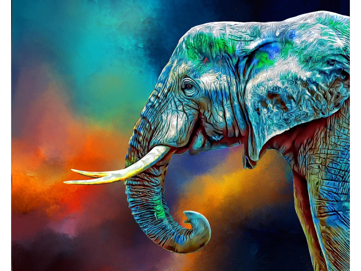 Мозаика алмазная 30х40см Задумчивый слон 609₽