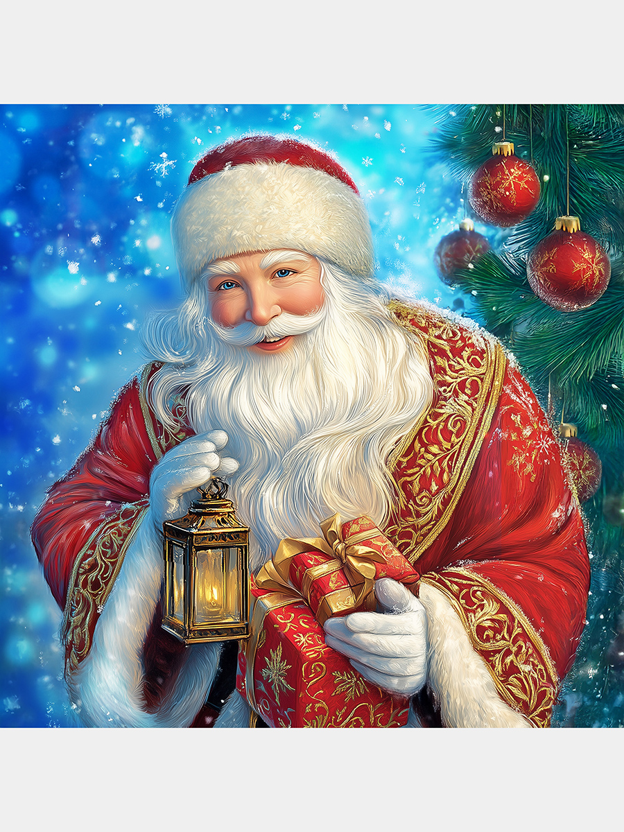 Мозаика алмазная 20х20см Дед Мороз с подарком 367₽