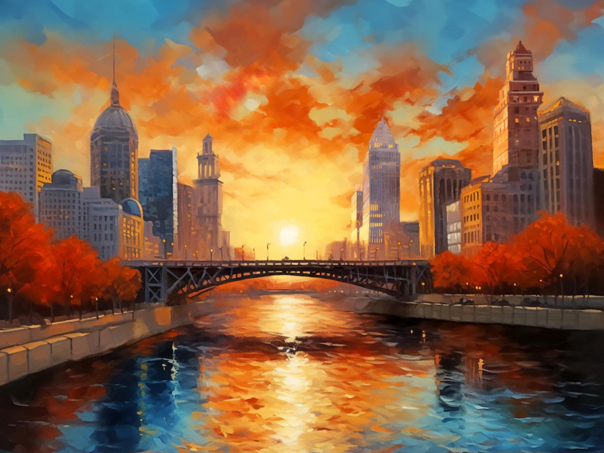 Мозаика алмазная 30х40см Закат над городом 609₽