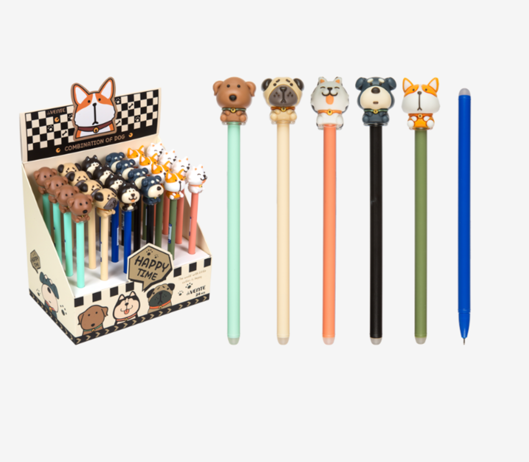 Ручка сувенирная гелевая синяя 05мм Combination of Dogs стираемая корпус ассорти deVENTE 5051449 89₽