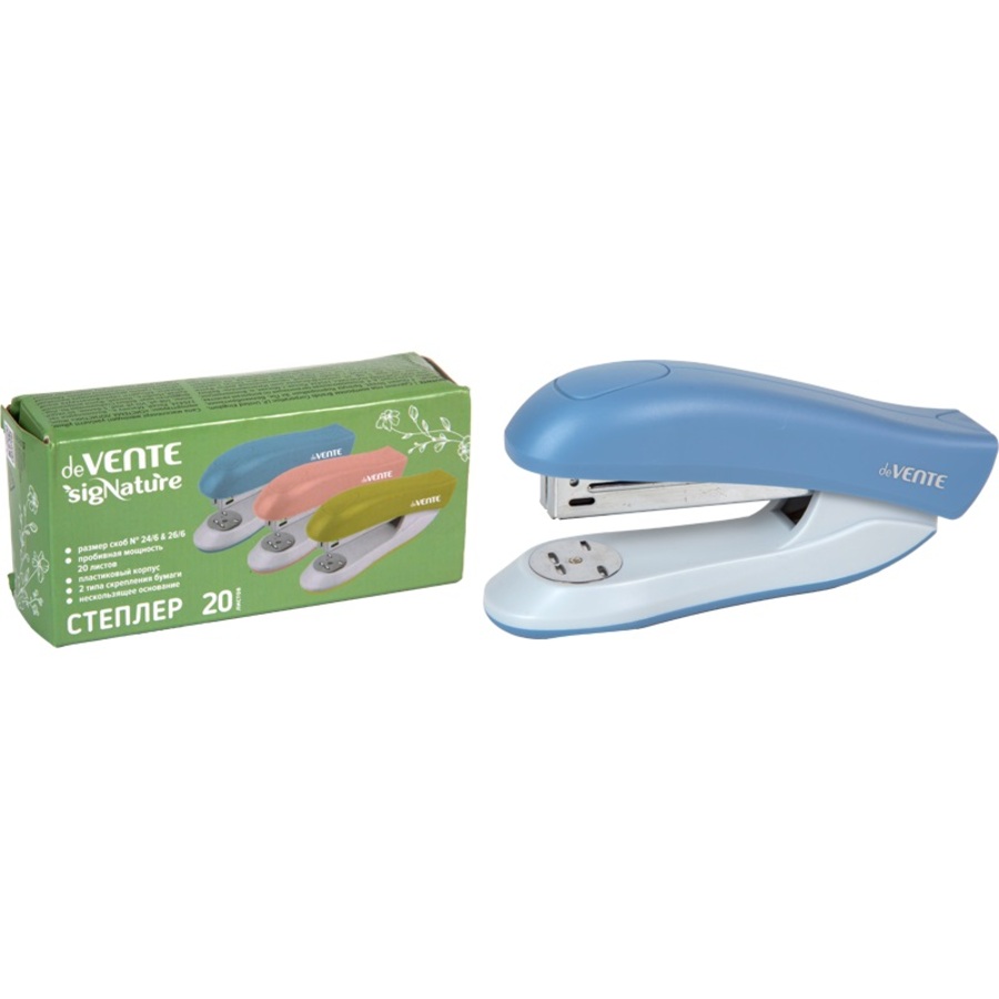 Степлер 246 266 20л пластик sigNATURE сумеречный синий deVENTE 4142514 155₽