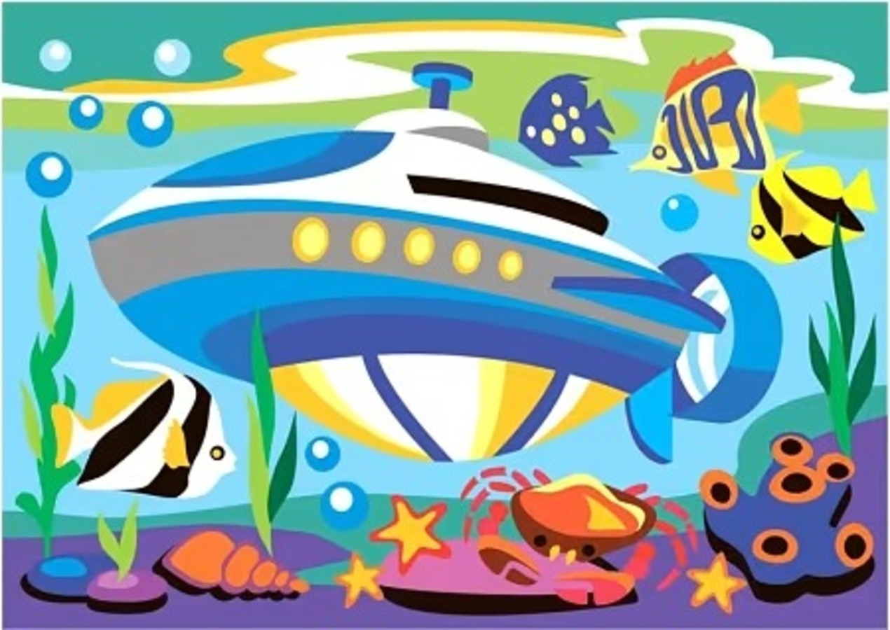 Картина по номерам 20х285см для малышей Транспорт Подводная лодка 208₽