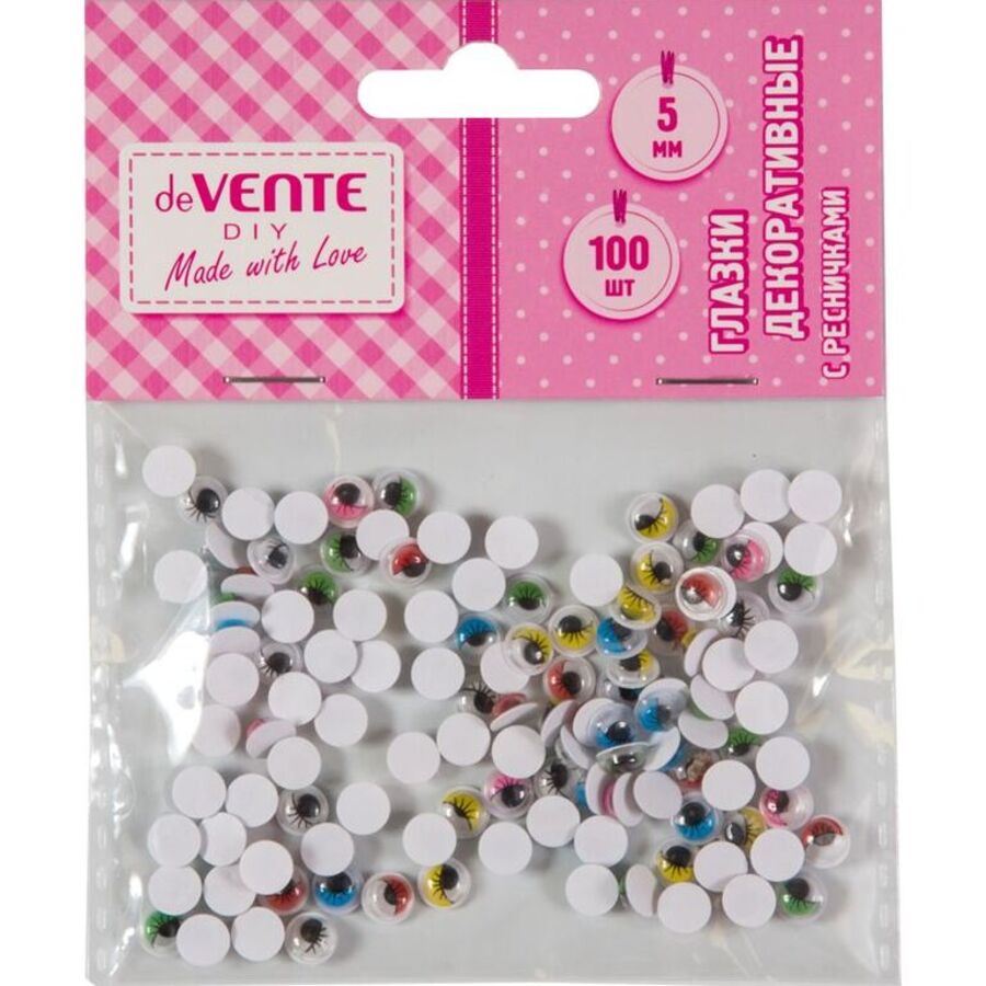 Глазки d5мм 100шт с ресницами ассорти deVENTE 8001122 62₽