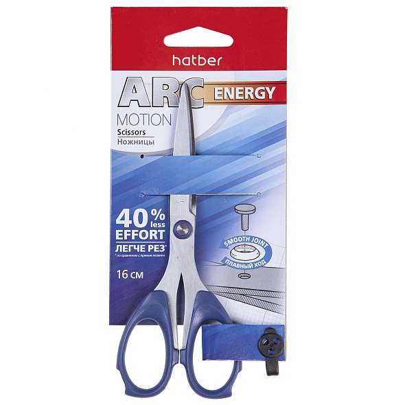 Ножницы офисные 160мм Motion Легкий Рез пластручки европодвес HATBER SC_061318 125₽