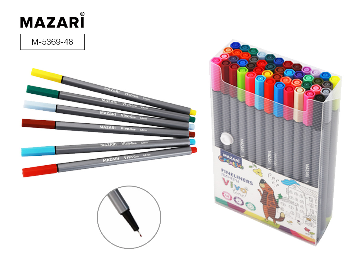 Ручка линер набор 48цв Vivo Line ПВХ-упаковка MAZARI M-5369-48 576₽