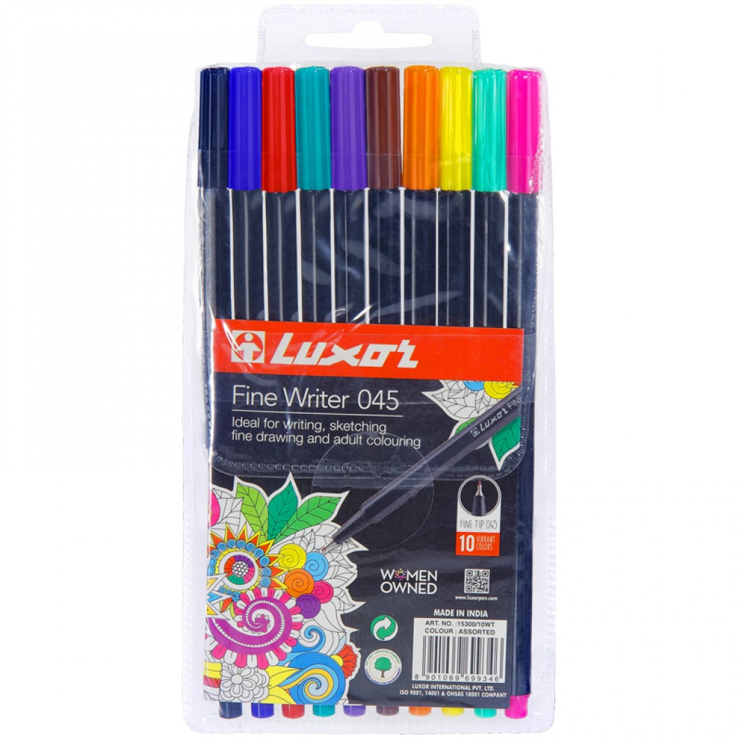 Ручка капилярная набор 10цв 045мм Fine Writer LUXOR 1530010ACT 442₽