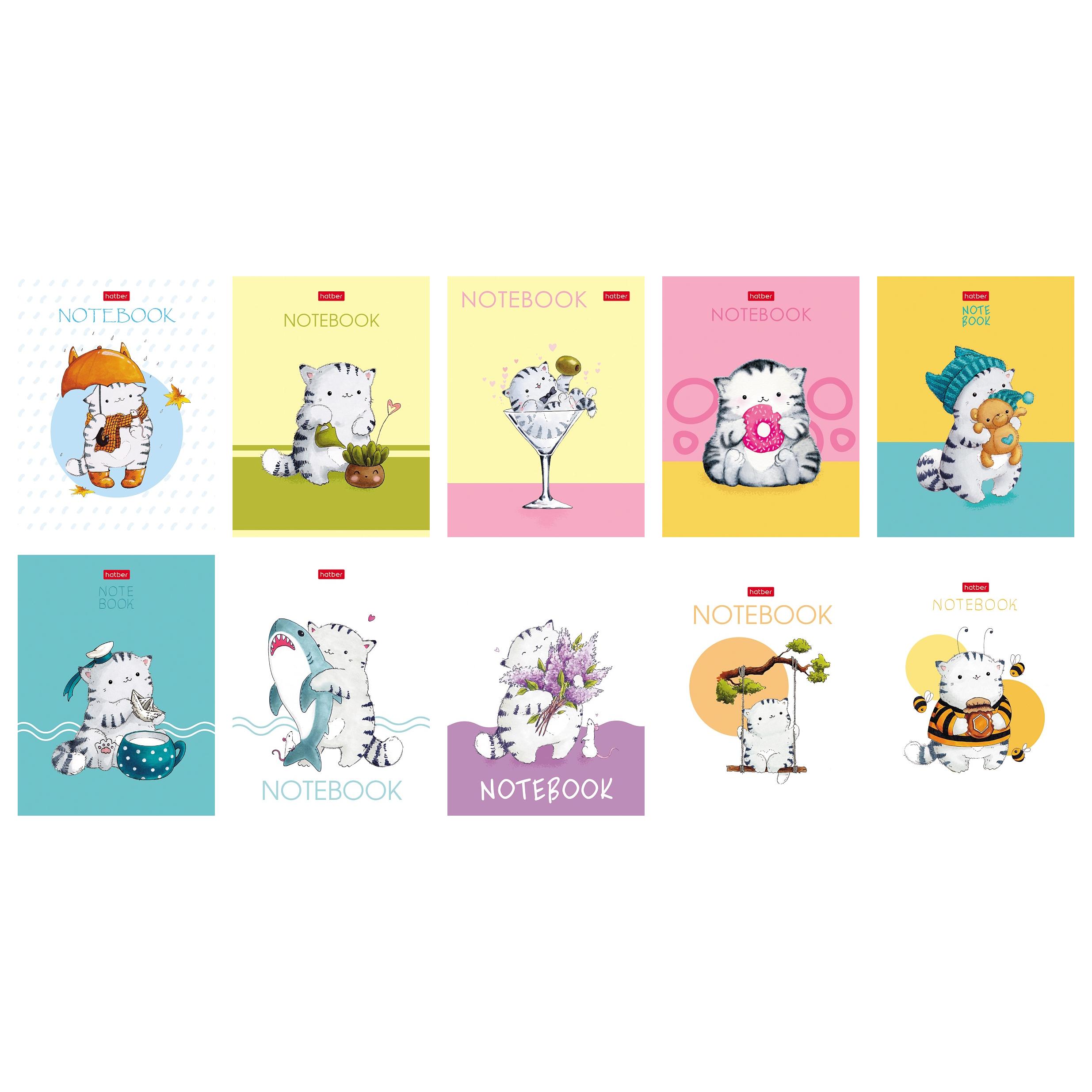 Книжка записная А6 24л клетка скрепка мягкобл Приключения кота Пирожка ассорти HATBER 24ЗК6лВ1 29₽