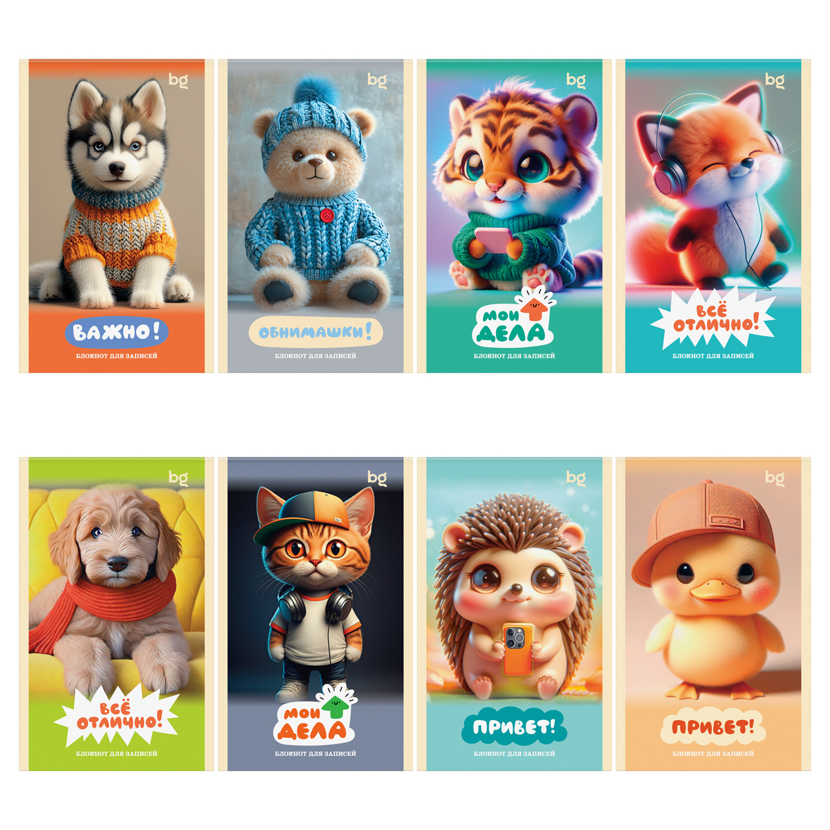 Блокнот А6 32л клетка скрепка мягкобл Милые пушистики ассорти BG Б6ск32 09434 33₽