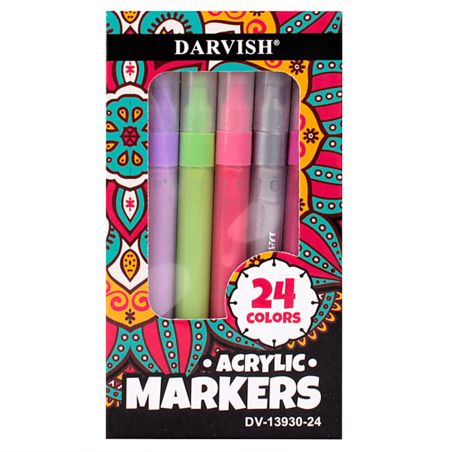 Маркер акриловый набор 24цв пулевиднаконечник картуп DARVISH DV-13930-24 705₽