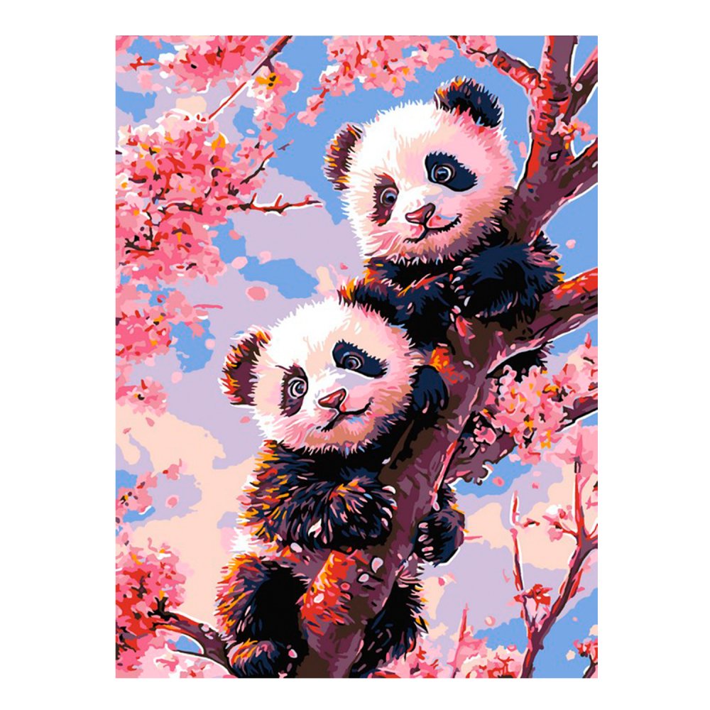 Картина по номерам 30х40см на подрамнике Панды на сакуре 448₽