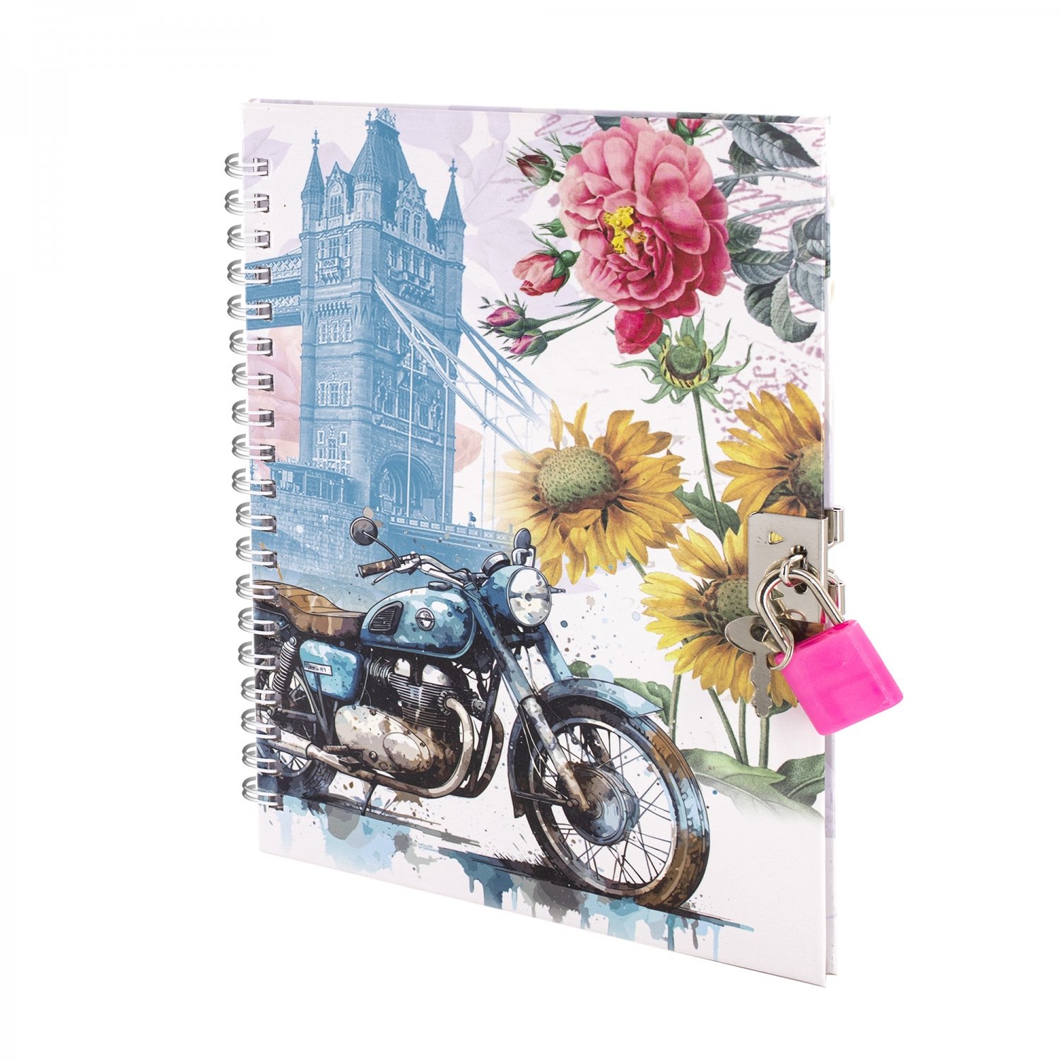 Блокнот А6 45л клетка гребень тв.обл. с замком Путешествие ALINGAR AL12370