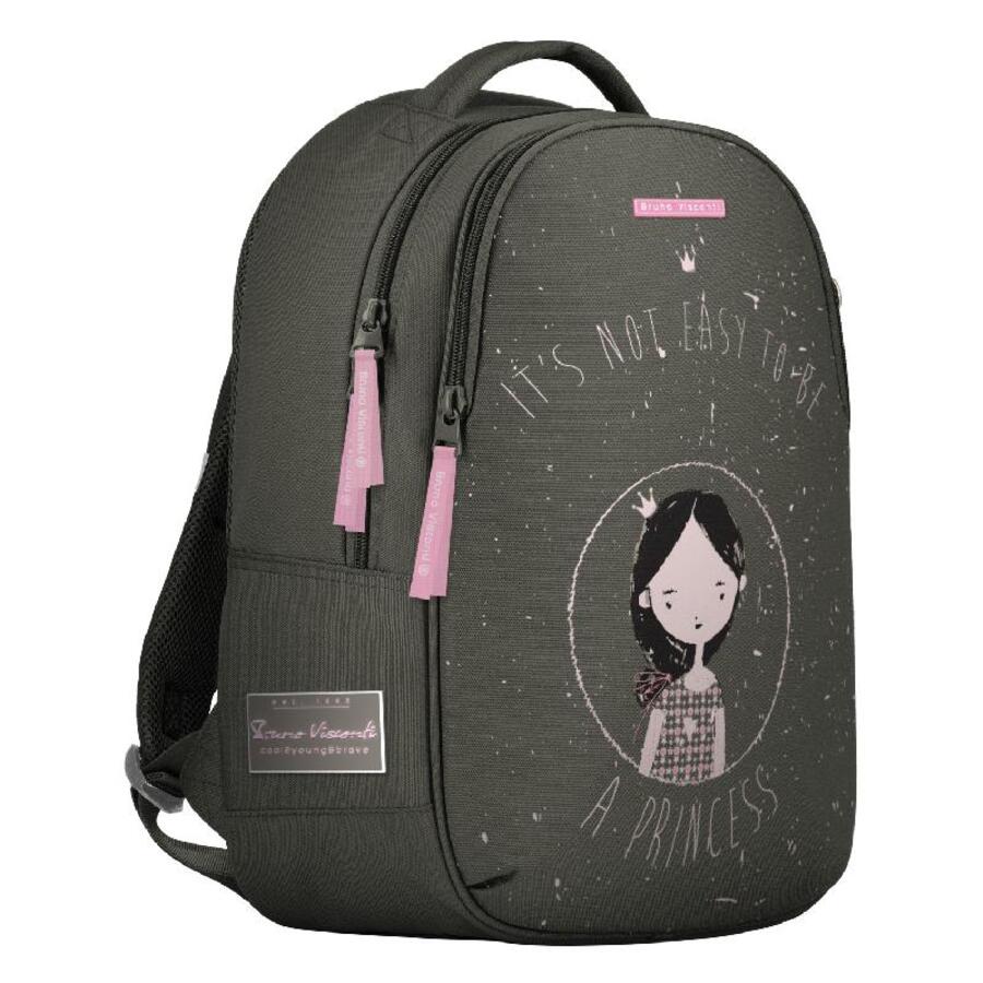 Рюкзак школьный 2отд Young Princess серый суперлегкий эргономспинка BRUNO VISCONTI 2958₽