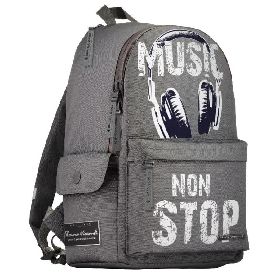 Рюкзак молодежный 1отд Music 40х30х17см серый BRUNO VISCONTI 2767₽