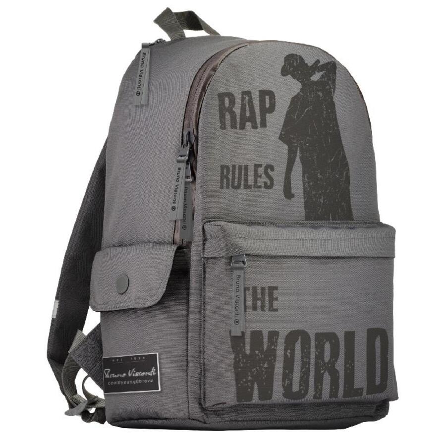 Рюкзак молодежный 1отд RapThe world 40х30х17см серый BRUNO VISCONTI 2767₽