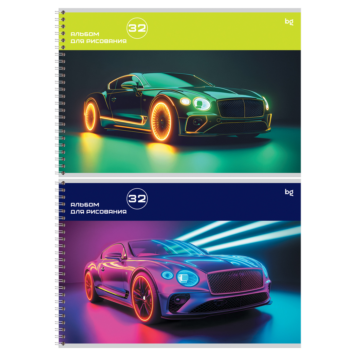 Альбом для рисования А4 32л гребень меловкартон Неоновый стиль ассорти 100гм2 BG АР4гр32 08634 87₽