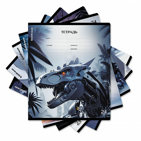 Тетрадь А5 24л линия скрепка меловкартон Techno Dino ассорти ERICH KRAUSE 64851 43₽