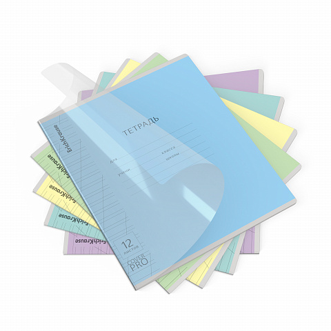 Тетрадь А5 12л косая линия пластобл Однотон Классика CoverPrо glossy ассорти ERICH KRAUSE 64623 39₽