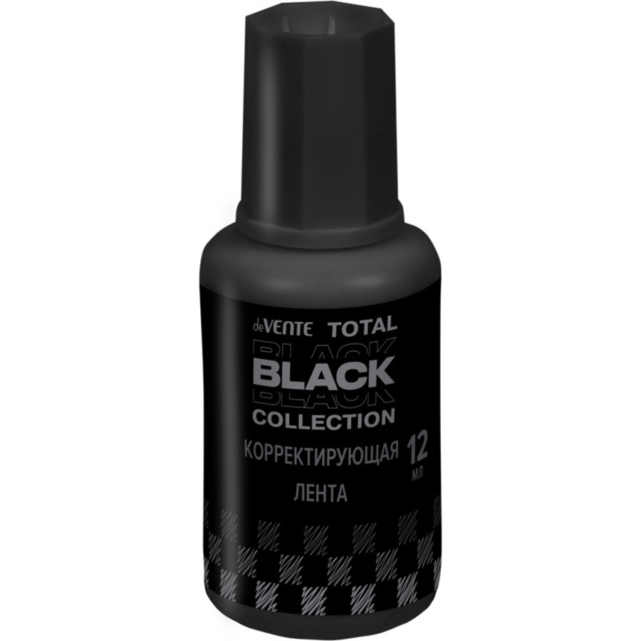 Корректор жидкость 20мл Total Black быстросохнущая с кисточкой deVENTE 4060502
