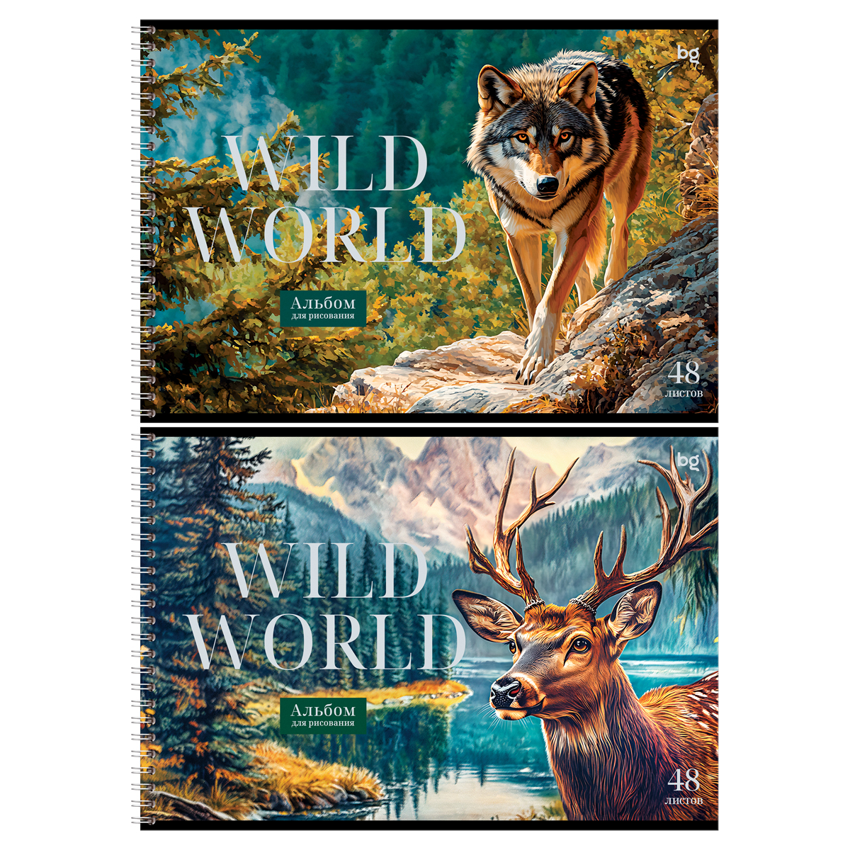 Альбом для рисования А4 48л гребень меловкартон Дикая природа ассорти 100гм2 BG АР4гр48 08649 уни 125₽