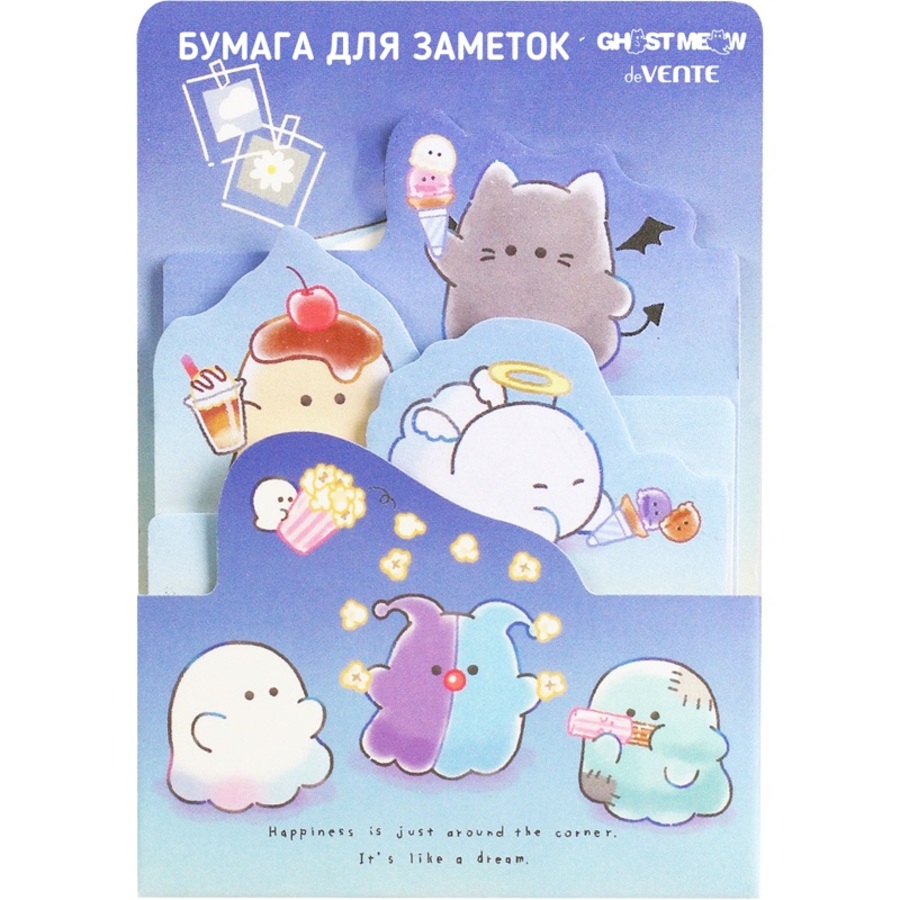 Блок клейкий 70x92мм 70x82мм 70x585мм 20л 3шт Ghost Meow синий deVENTE 2010521 94₽