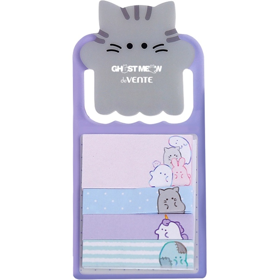 Блок клейкий 12х50мм 25х50мм 20л 4шт Ghost Meow серый котенок deVENTE 2010517 56₽