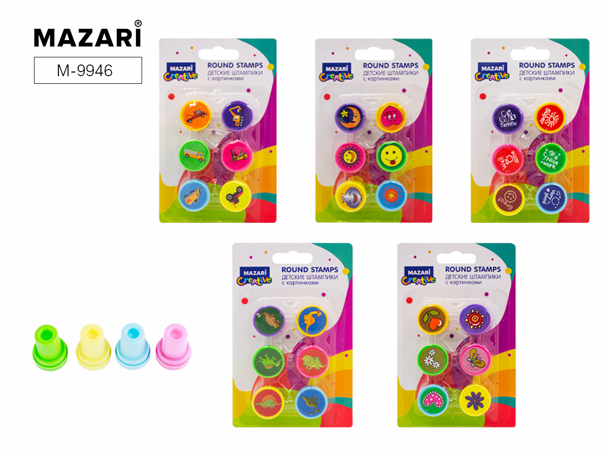 Штампик для творчества набор 6шт ассорти 5 дизайнов MAZARI M-9946 99₽