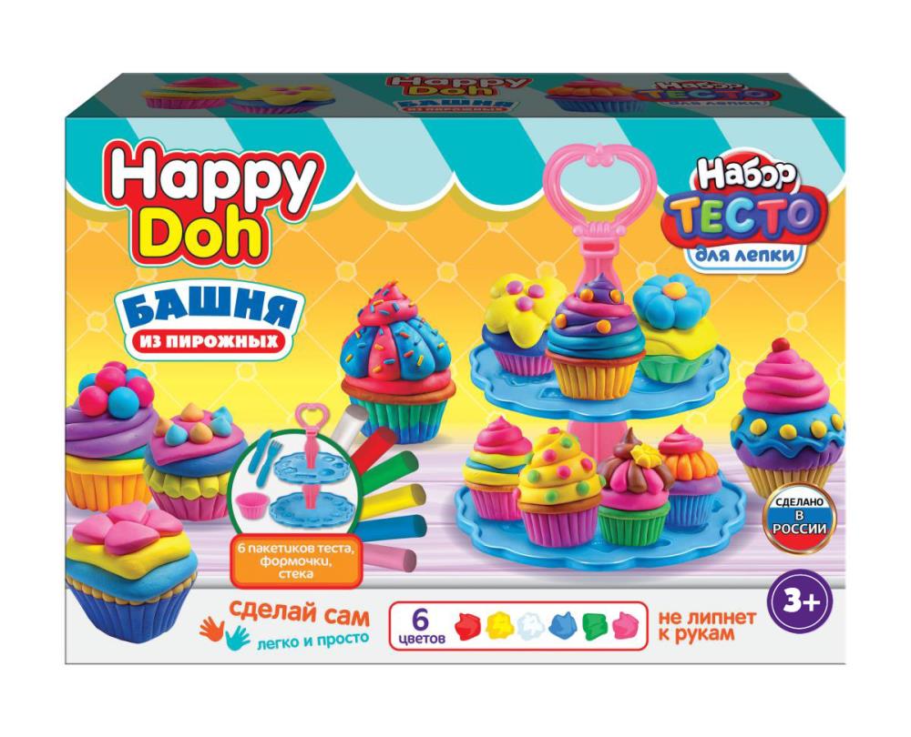 Набор для лепки с формочками Этажерка с пирожными 24см Happy Doh PDSET-124776 638₽