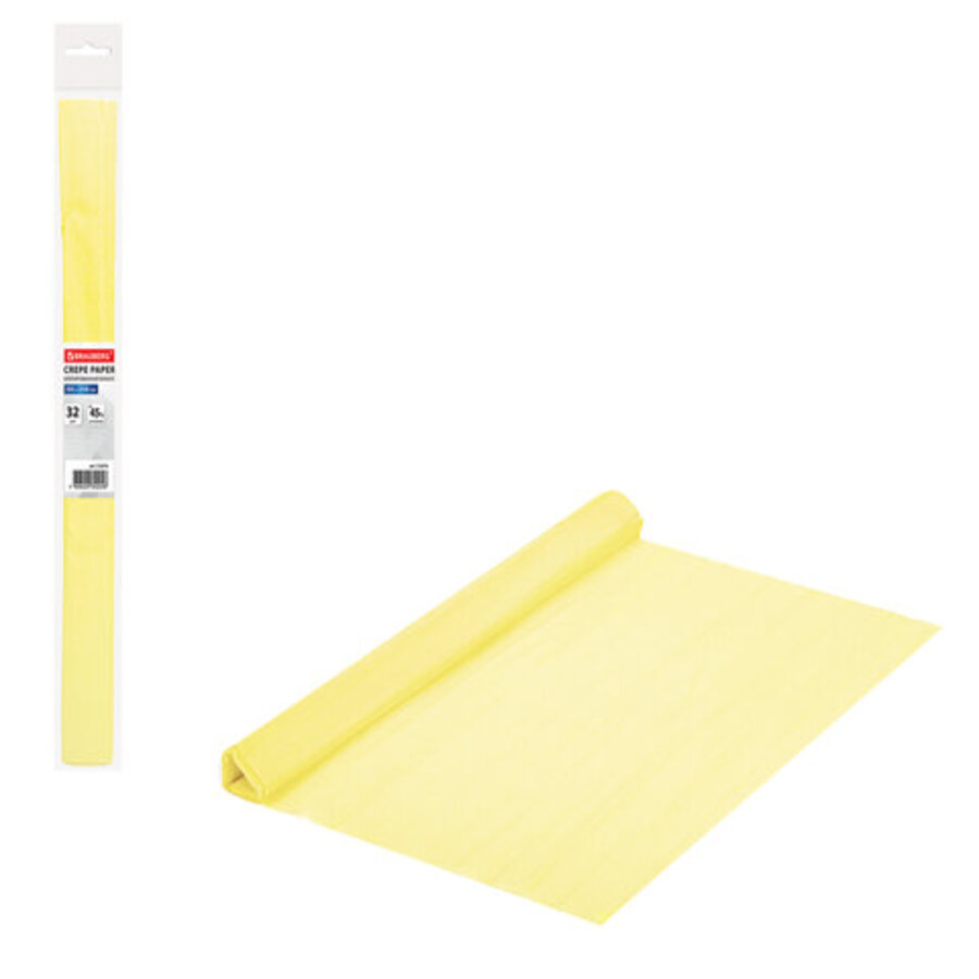 Бумага креповая 50х250см 1цв 32гм2 в рулоне молочный BRAUBERG 112519 36₽