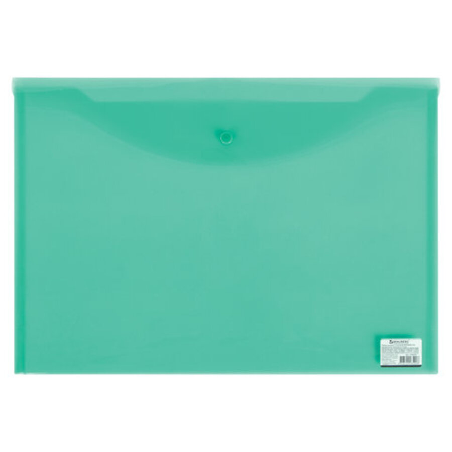 Папка с кнопкой пластик А3 1отд пл180мкм прозрачная зеленая BRAUBERG 224033 116₽