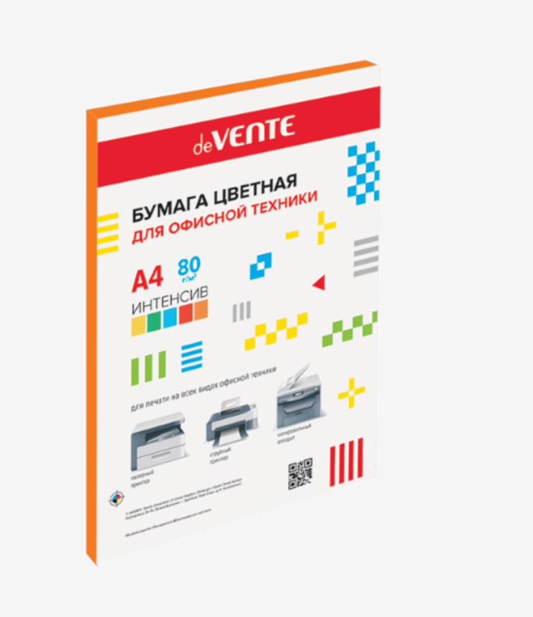Бумага для ксерокса А4 50л интенсив оранжевый пластпакет 80гм2 deVENTE 2072247 112₽