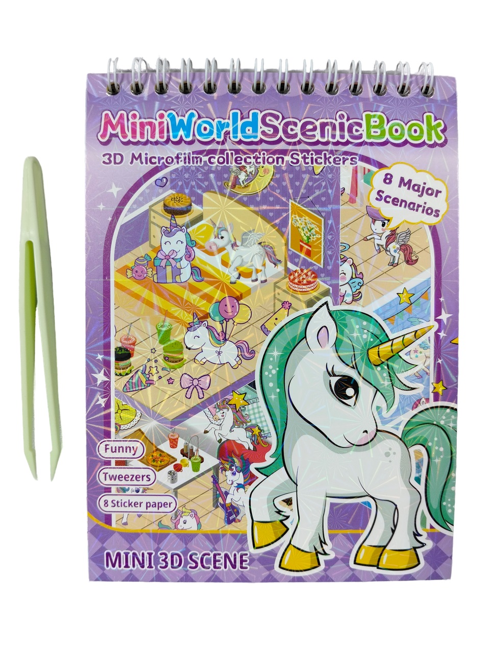 M-20764 Набор наклеек 130х190мм Румбокс Единорог 8л ассорти 4 дизайна пинцет 175₽