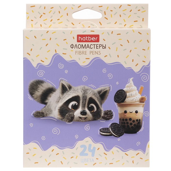 Фломастеры 24цв круглые смываемые конусовид вентколпачок картуп Вот Енот HATBER FP_093539 152₽