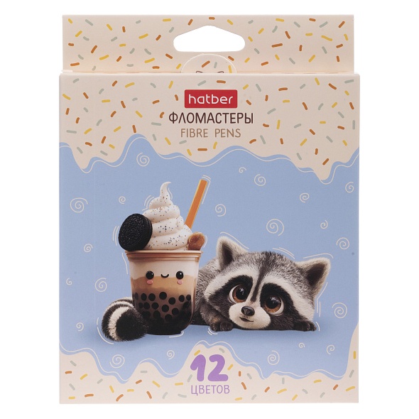 Фломастеры 12цв круглые смываемые конусовид вентколпачок картуп Вот Енот HATBER FP_093537 119₽