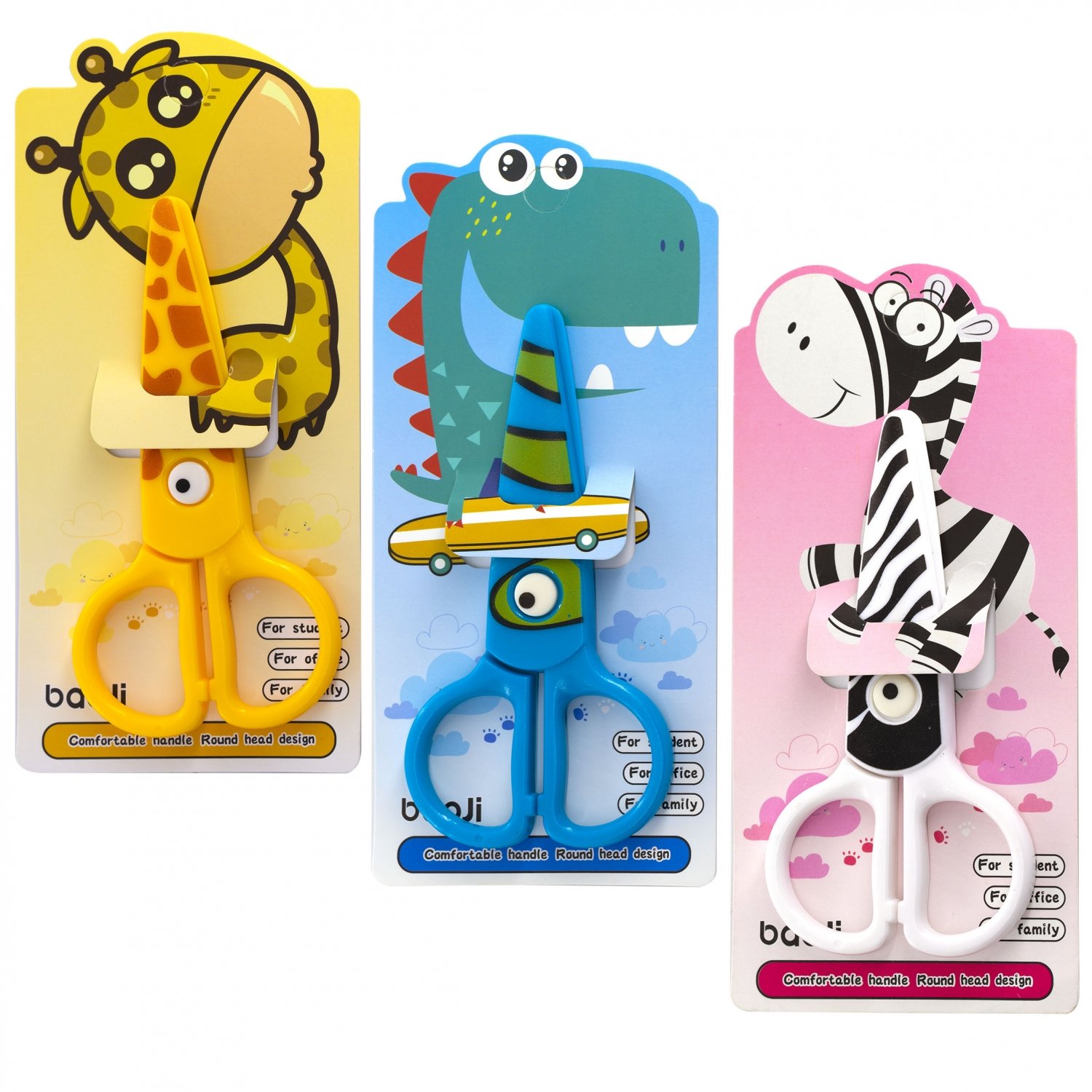 Ножницы детские 120мм Funny animal лезвие с принтом закругленные пластручки ассорти ALINGAR AL12392 77₽