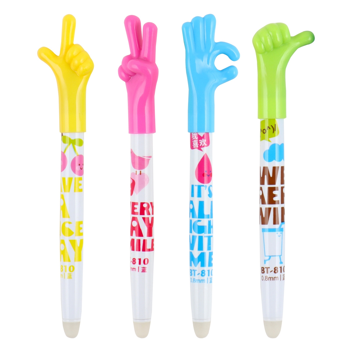 Ручка сувенирная шариковая синяя 08мм Веселые пальчики стираемая ассорти ALINGAR AL4841 56₽