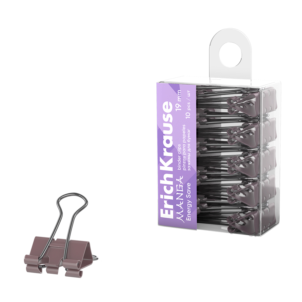 Зажим для бумаг Energy Save Manga Lilac 19мм 80л ассорти набор 10шт ERICH KRAUSE 62065 116₽