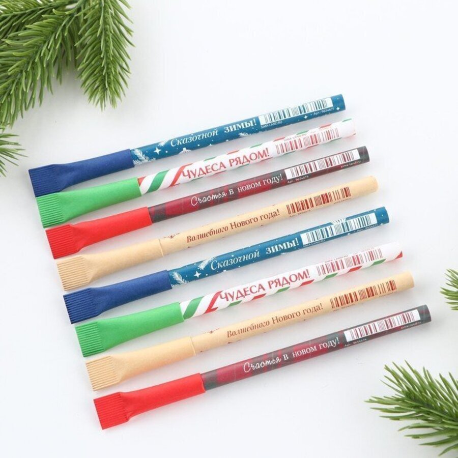 Ручка шариковая синяя 1мм Новый год ЭКО ассорти ArtFox 9691258 54₽