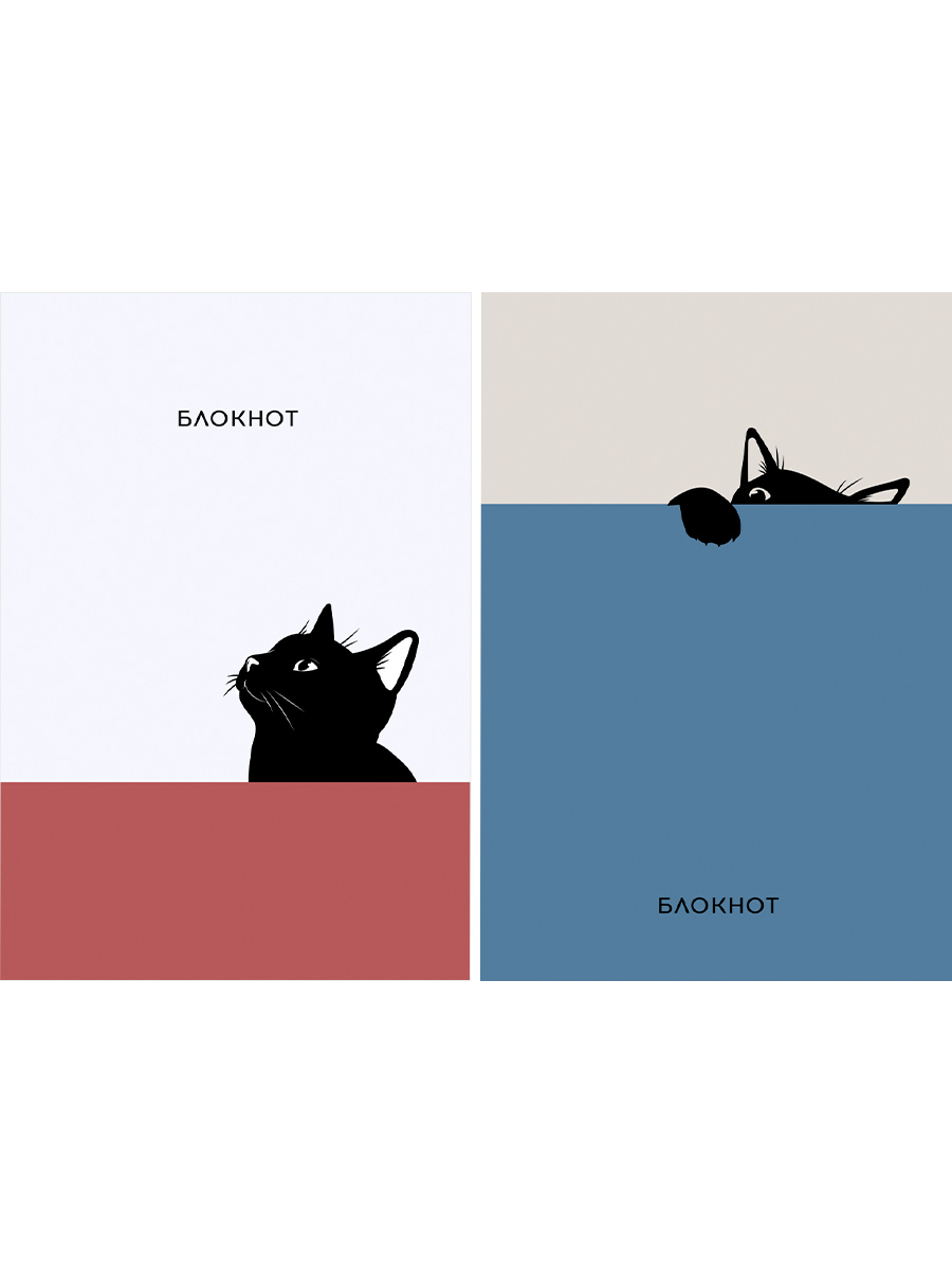 Блокнот А7 48л клетка склейка мягкобл Забавный черный кот-4 ассорти PROF-PRESS Б48-3011 18₽