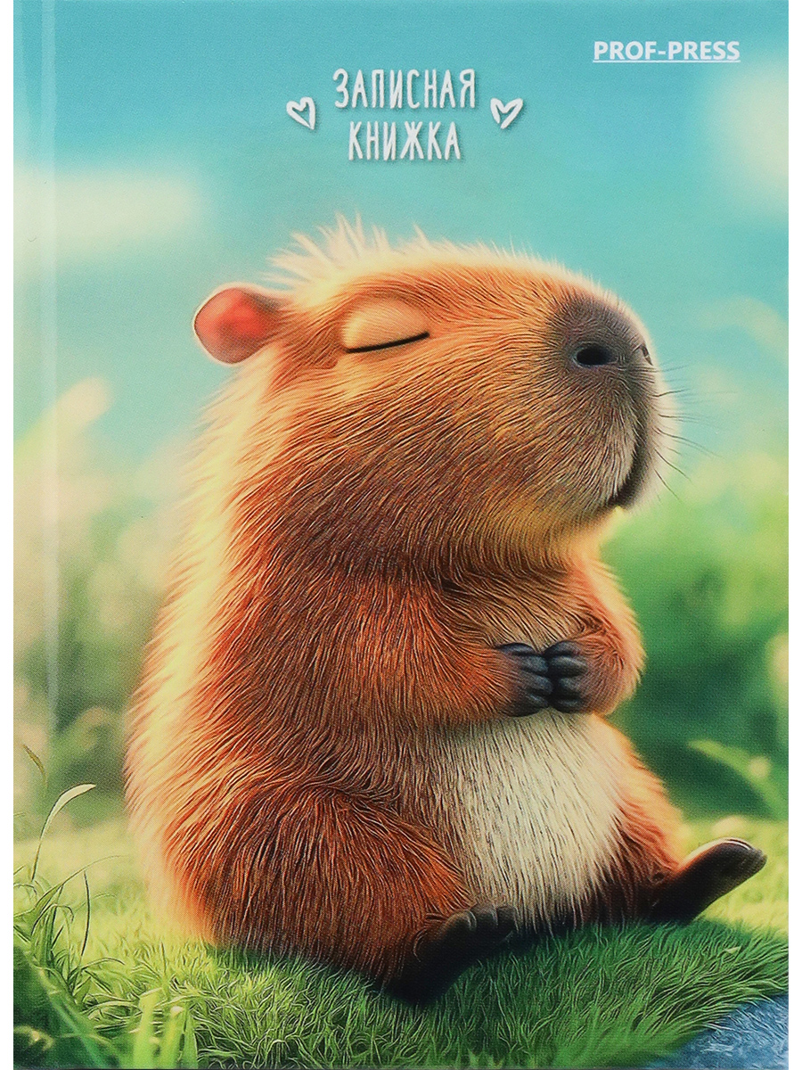 Книжка записная А7 48л клетка твобл Милая капибара-3 глянцлам PROF-PRESS ЗК48-0088 72₽