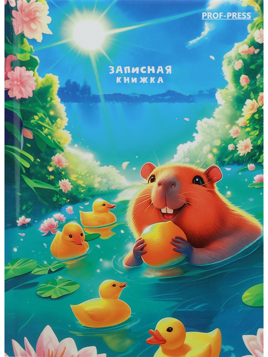 Книжка записная А7 64л клетка твобл Капибара с утками глянцлам PROF-PRESS ЗК64-0095 77₽