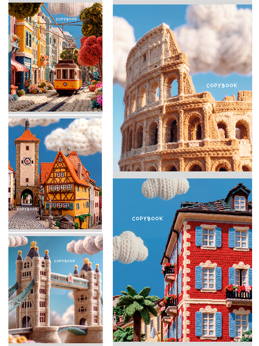 Тетрадь А5 48л клетка скрепка меловкартон Вязаные города ассорти PROF-PRESS Т48-0253 72₽