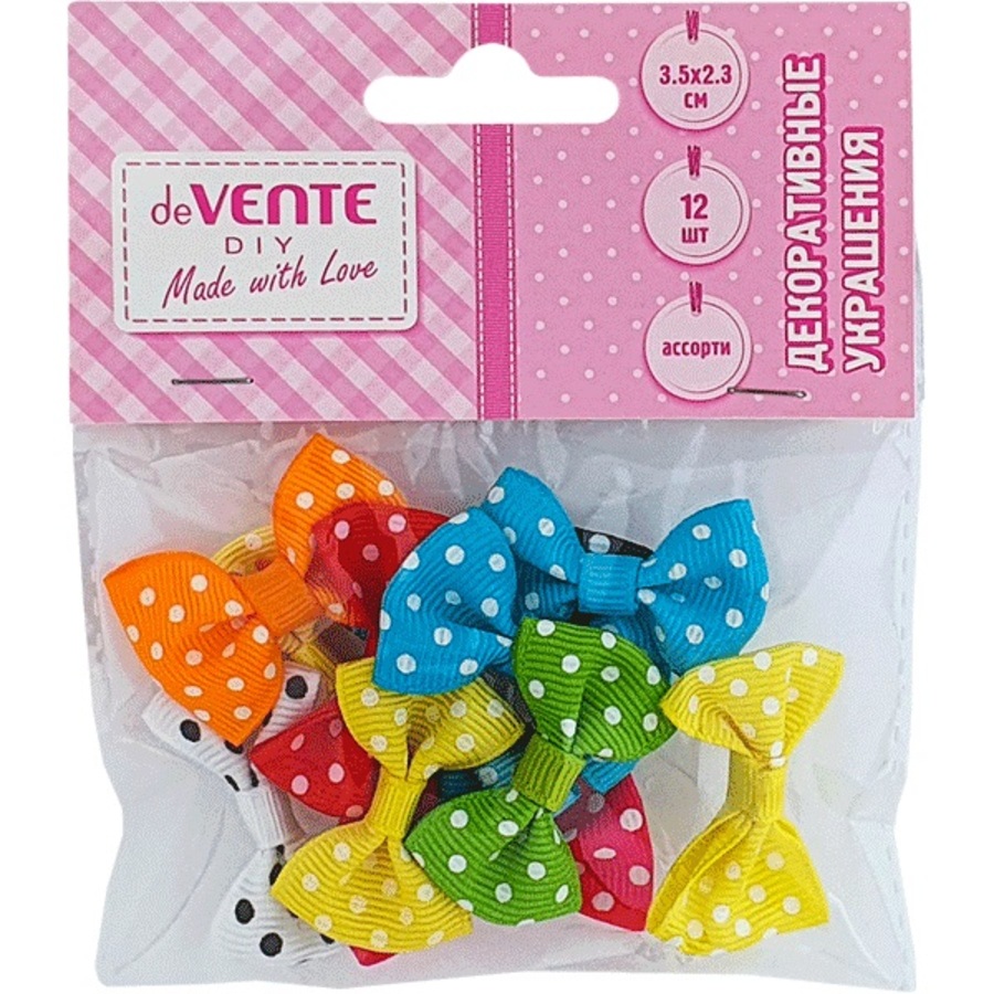 Набор для декора Бантики в горошек 12шт ассорти deVENTE 8130904 70₽