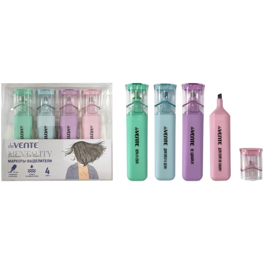 Текстовыделители набор 4цв 1-5мм Mentality скошнак deVENTE 5045509 96₽
