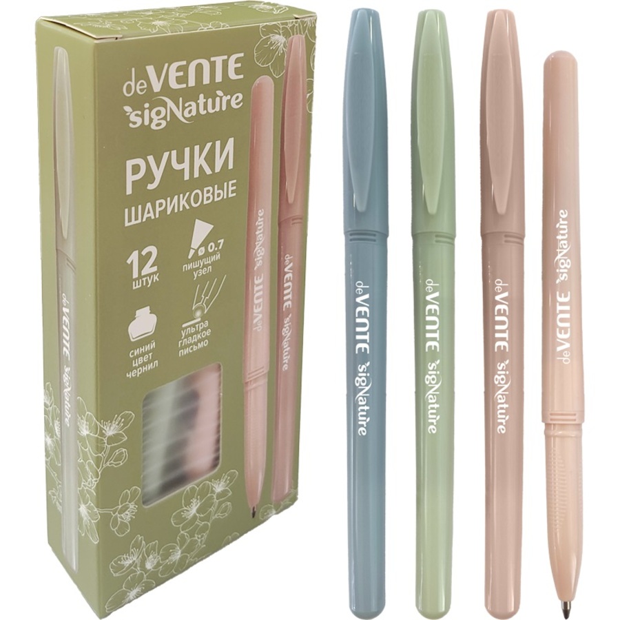 Ручка шариковая синяя 07мм sigNATURE пластдерж ассорти корпус deVENTE 5073545 17₽