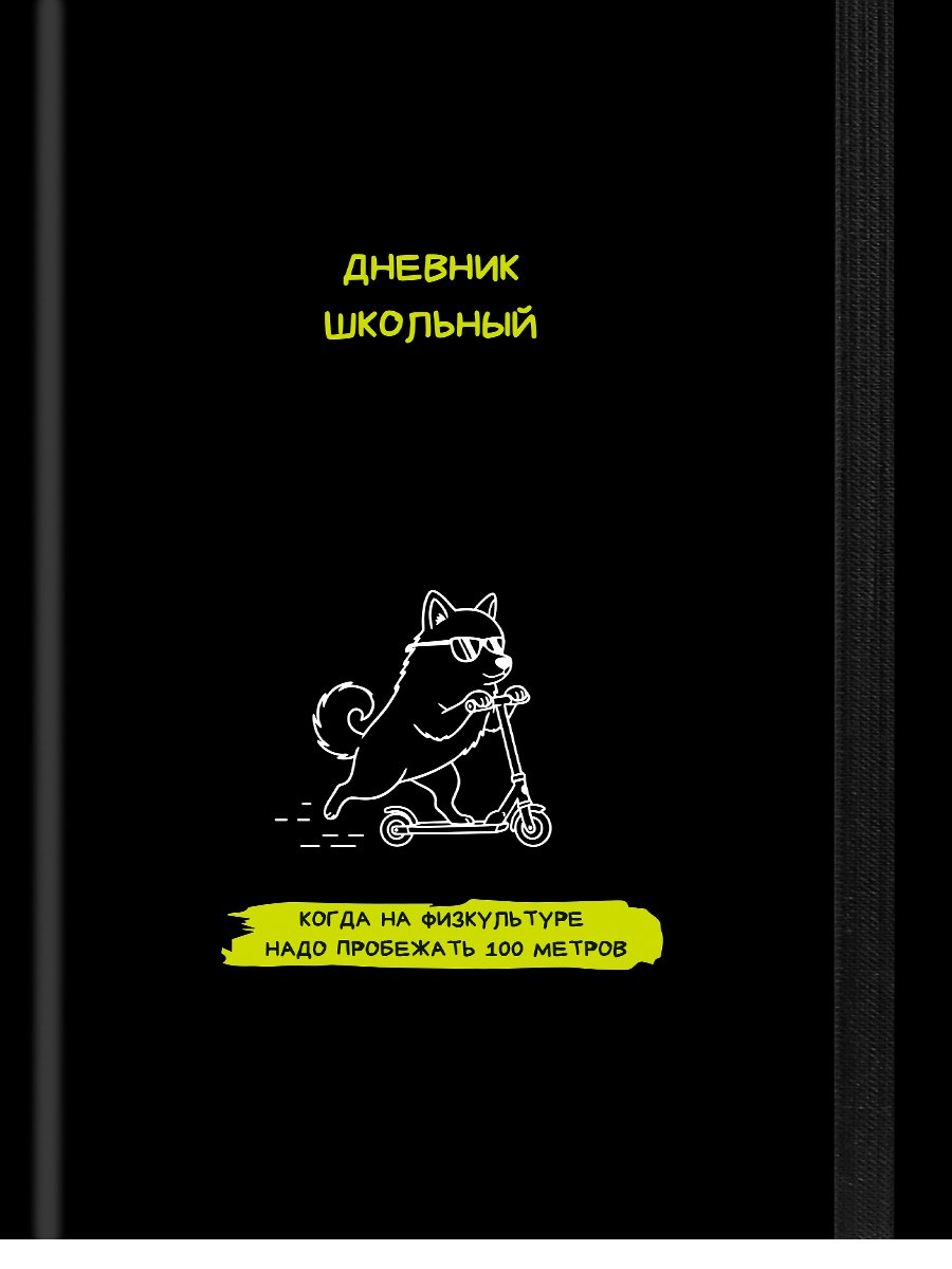 Дневник универсальный твобл Забавный дизайн на черном-7 глянцлам резинка PROF-PRESS Д48-9543 уни 124₽
