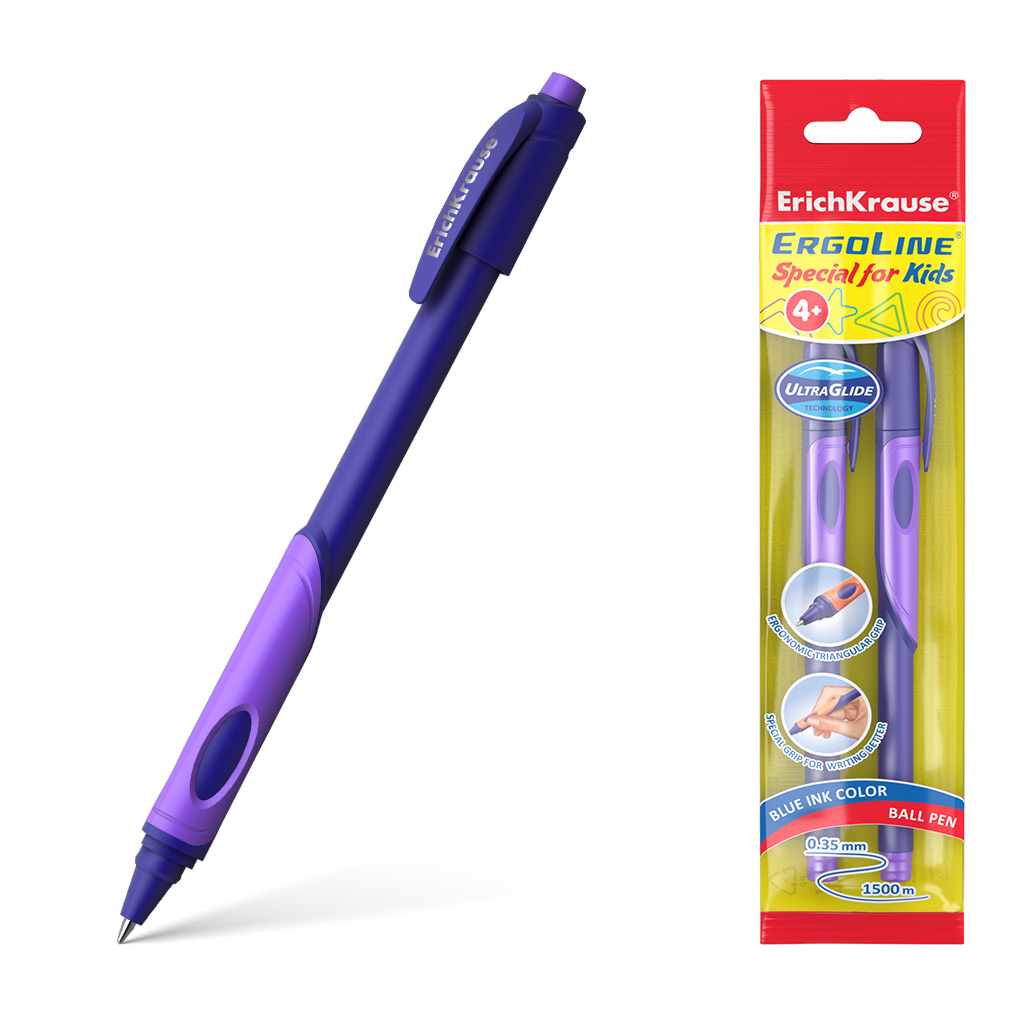 

Ручка шариковая Набор 0,7мм синяя ErgoLineR Kids Neon ERICH KRAUSE 58527