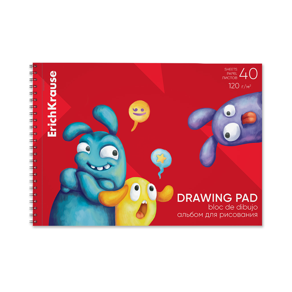 Альбом для рисования А4 40л гребень Jolly Friends жестподложка 120гм2 ERICH KRAUSE 61527 уни 122₽